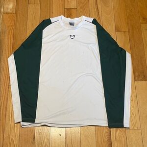 Nike White and Dark Green Long Sleeve Tee